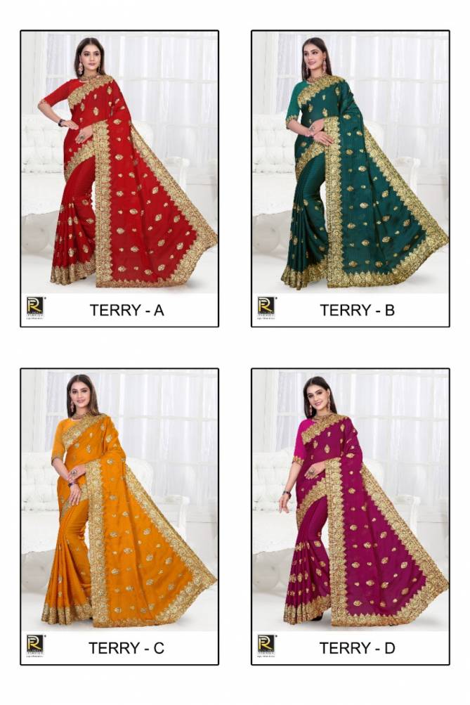 Ronisha Terry New Exclusive Wear Designer Fancy Georgette Saree Collection